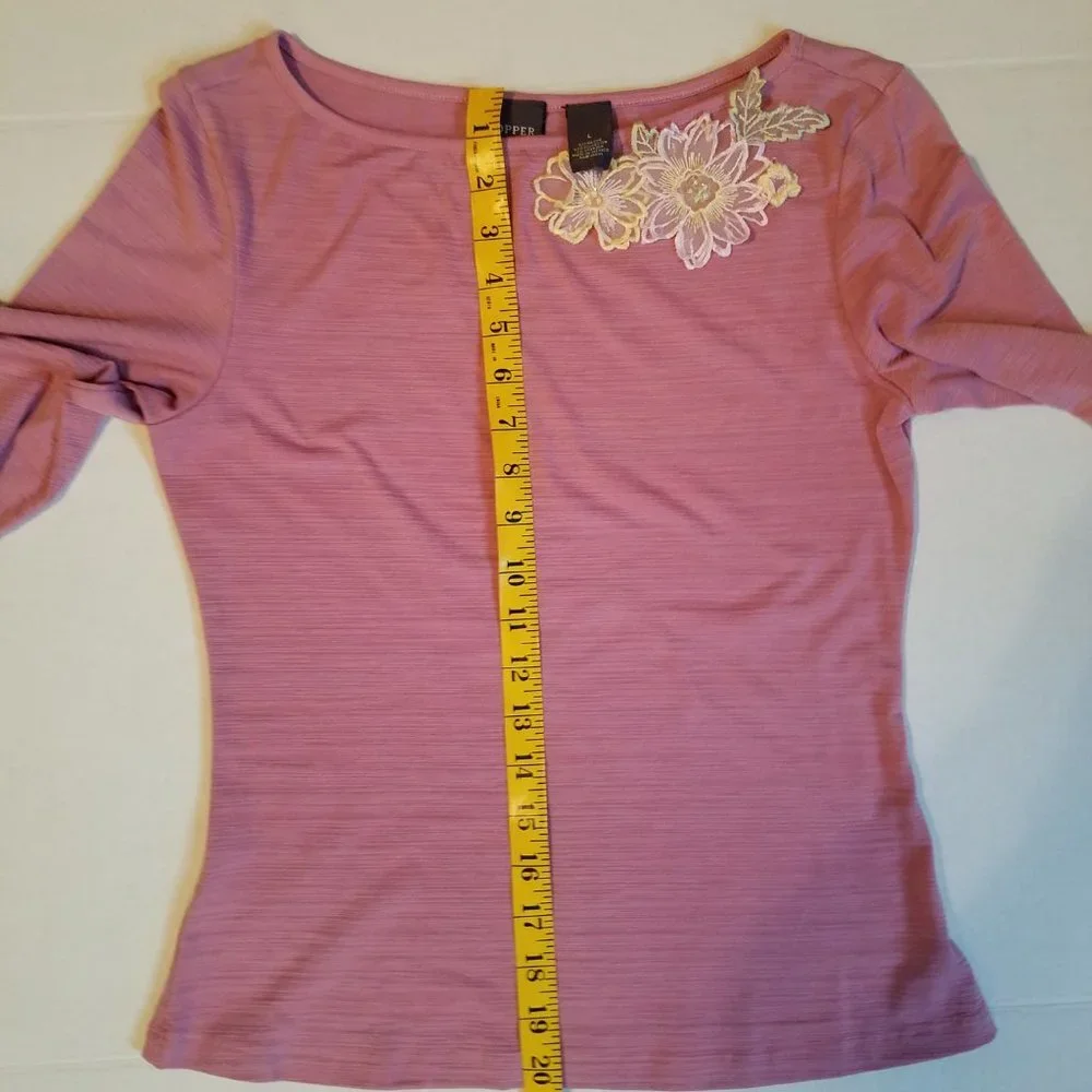 Copper Key Junior Pre-Teen  Blouse with‎ Embroidery Lace Sequin Flowers